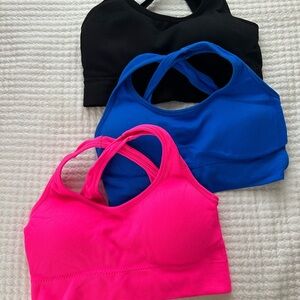 Black, Blue, and Pink Sports Bras